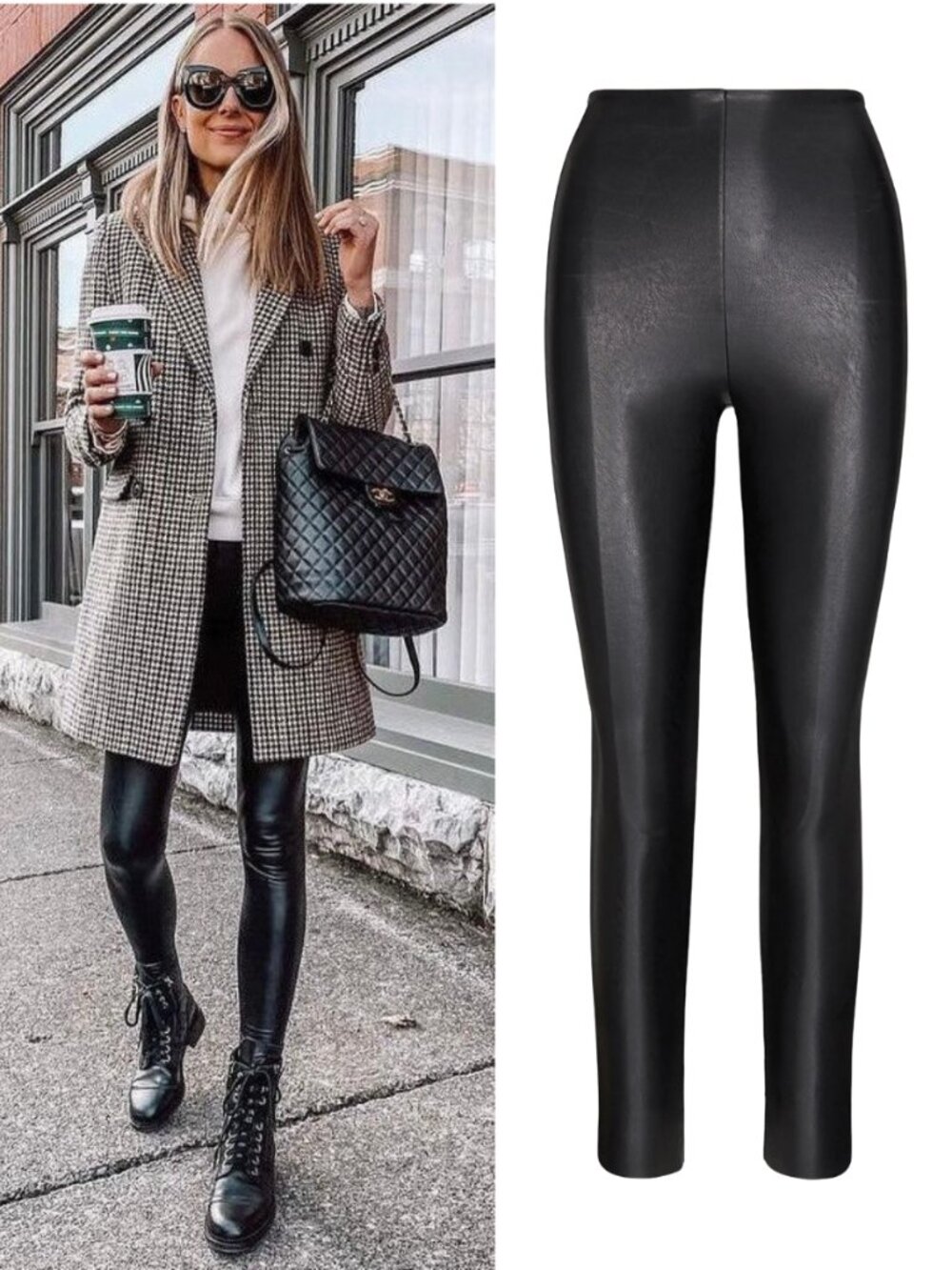 Commando Faux Leather Leggings Black 7/8 High Rise Pull On Active Fit NWT